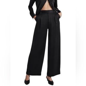 Madewell The Harlow Wide-Leg Pant in Satin Sz 4 True Black